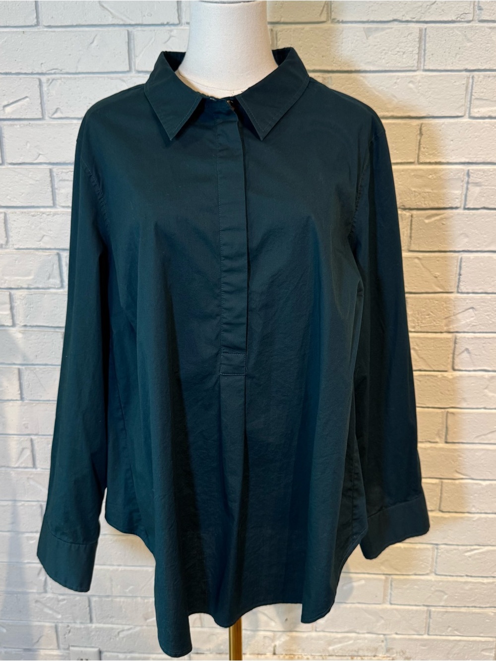 Universal Standard Deep Green Popover Blouse Womens 18